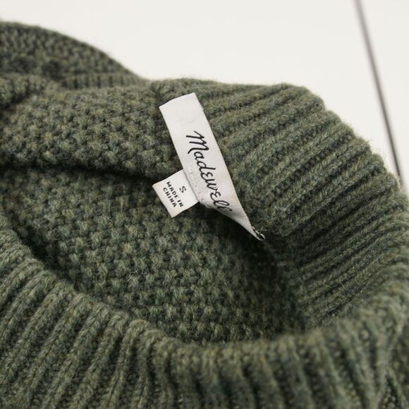 Madewell Hollydene Ruffle Shoulder Pullover Knit Wool Blend Green Sweater Sz S - Picture 7 of 9